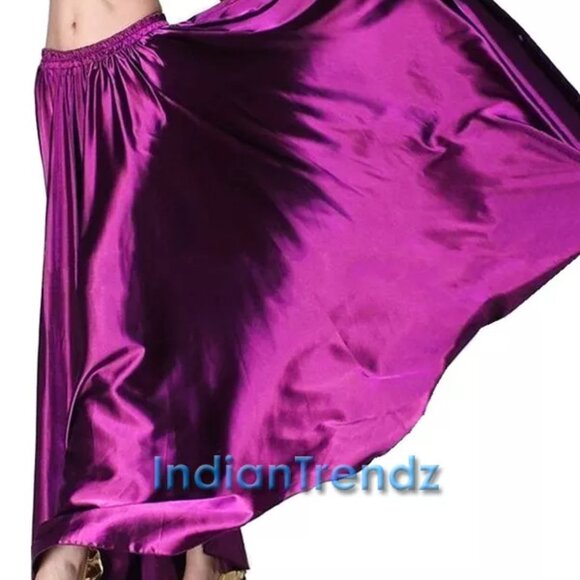 Satin Double Circle Red Skirt Belly Dance Gypsy Tribal Dance Practice Sz S/M - Picture 1 of 8